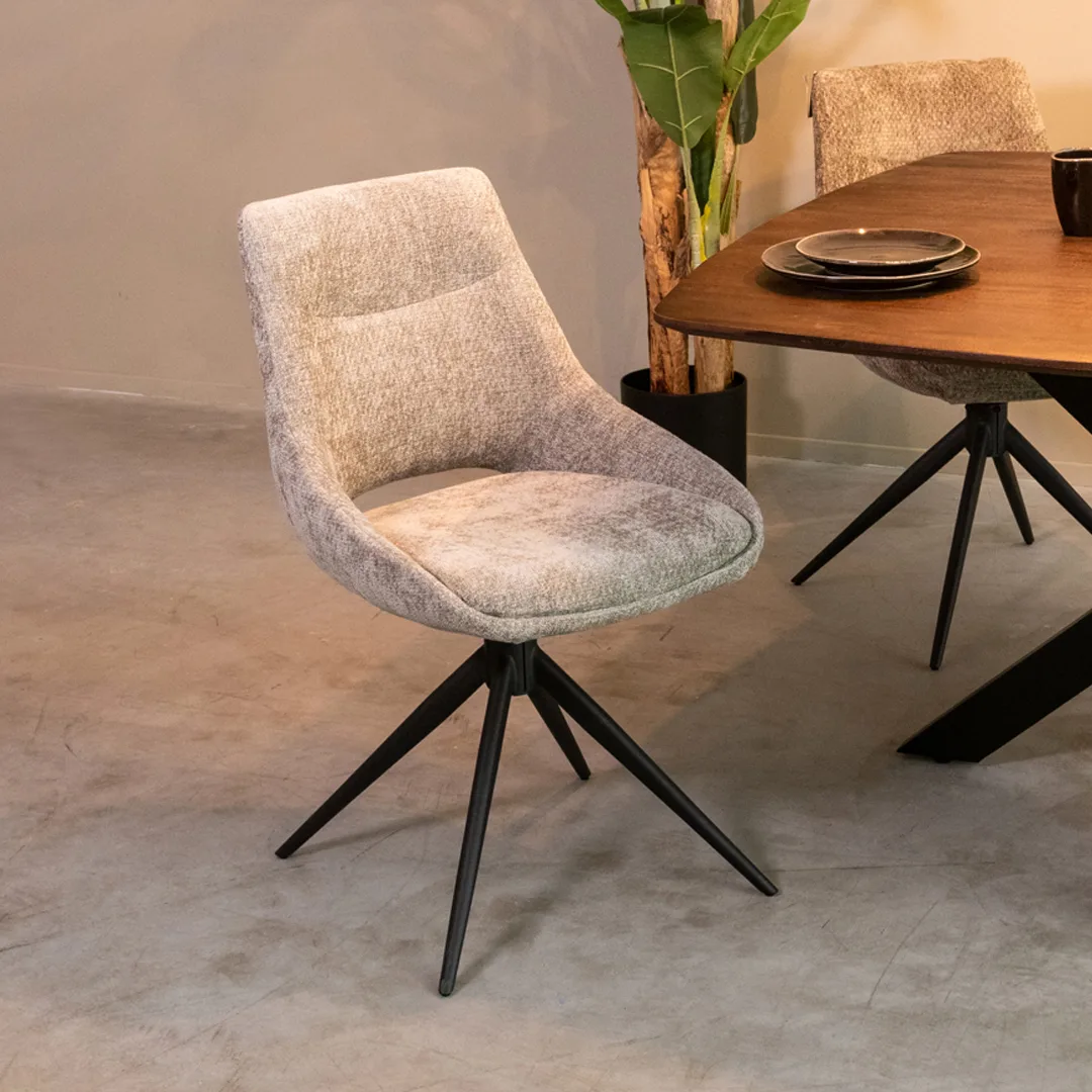 LABEL51 Esszimmerstuhl Marlow zwart metaal in Elite Stone