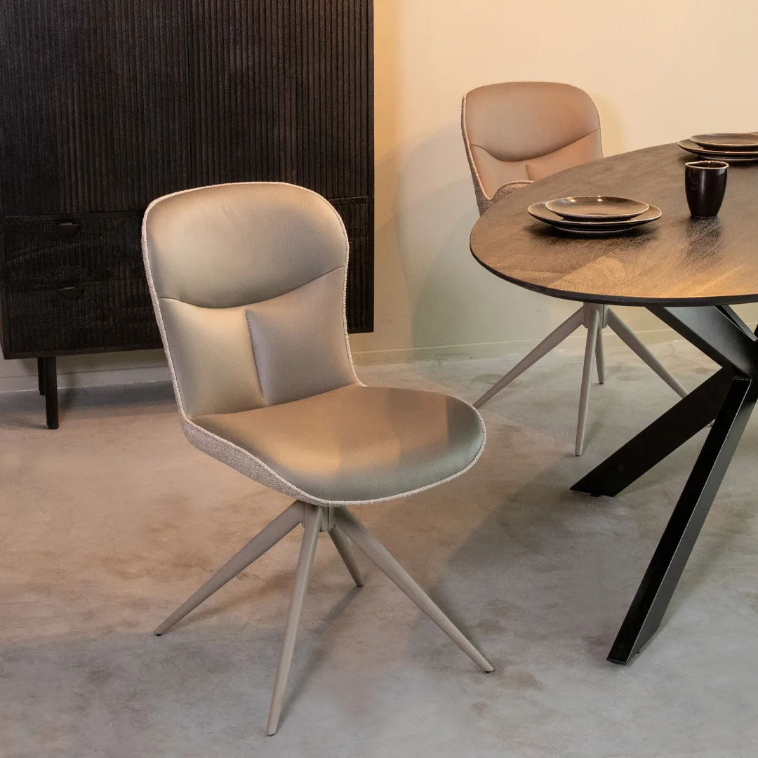 LABEL51 dining chair Thorben taupe metal