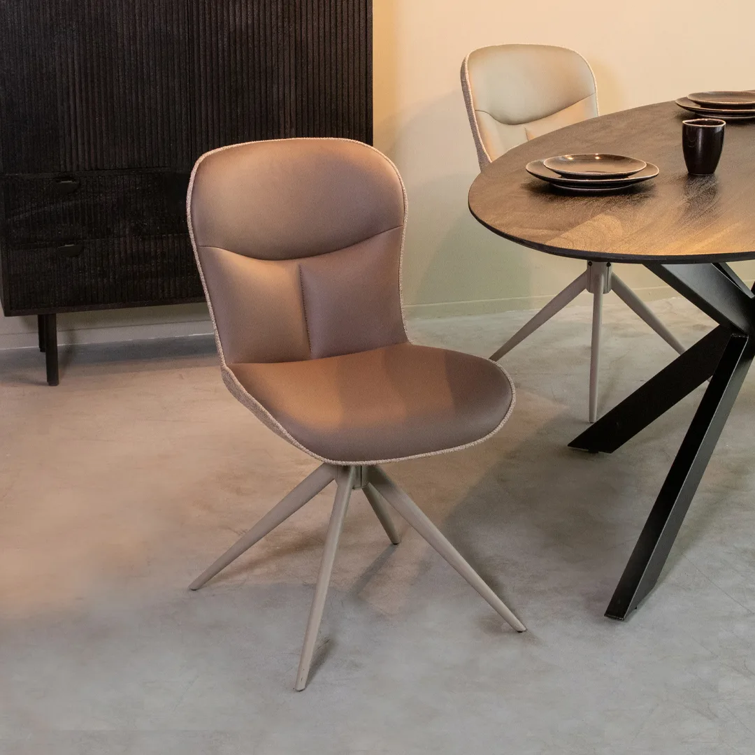 LABEL51 dining chair Thorben taupe metal