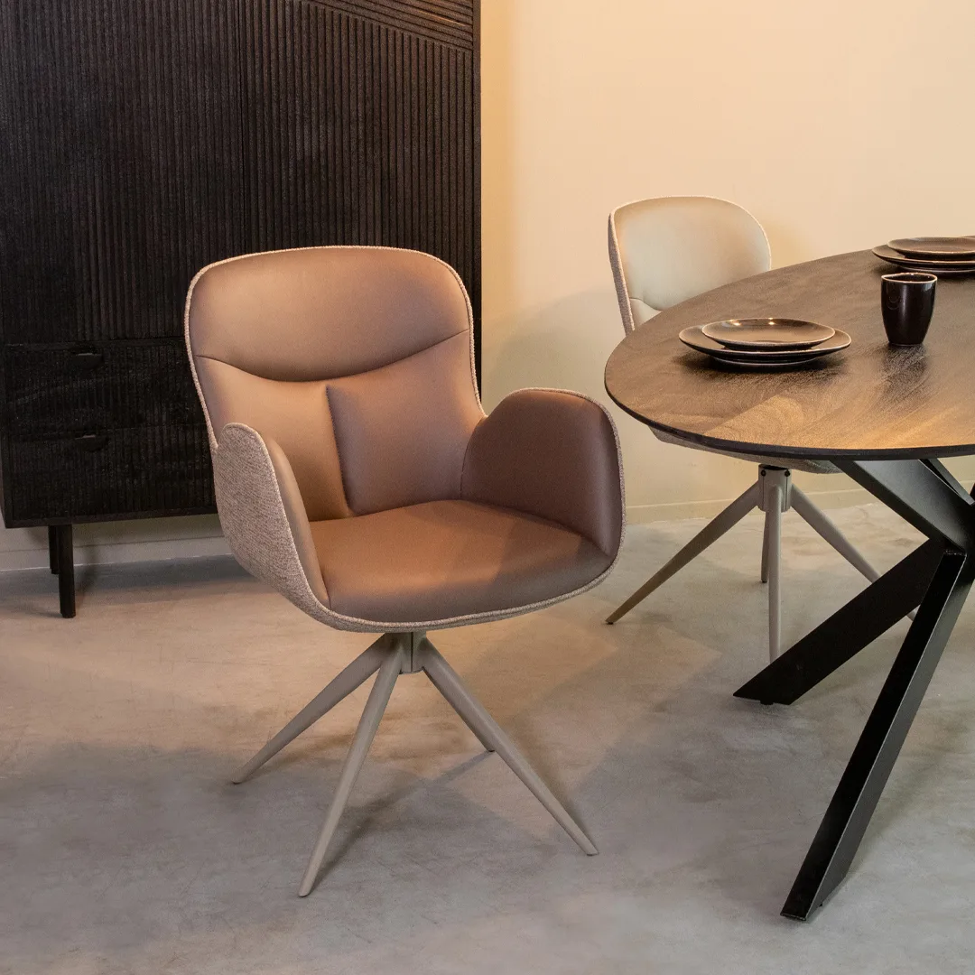 LABEL51 dining chair Lasse taupe metal
