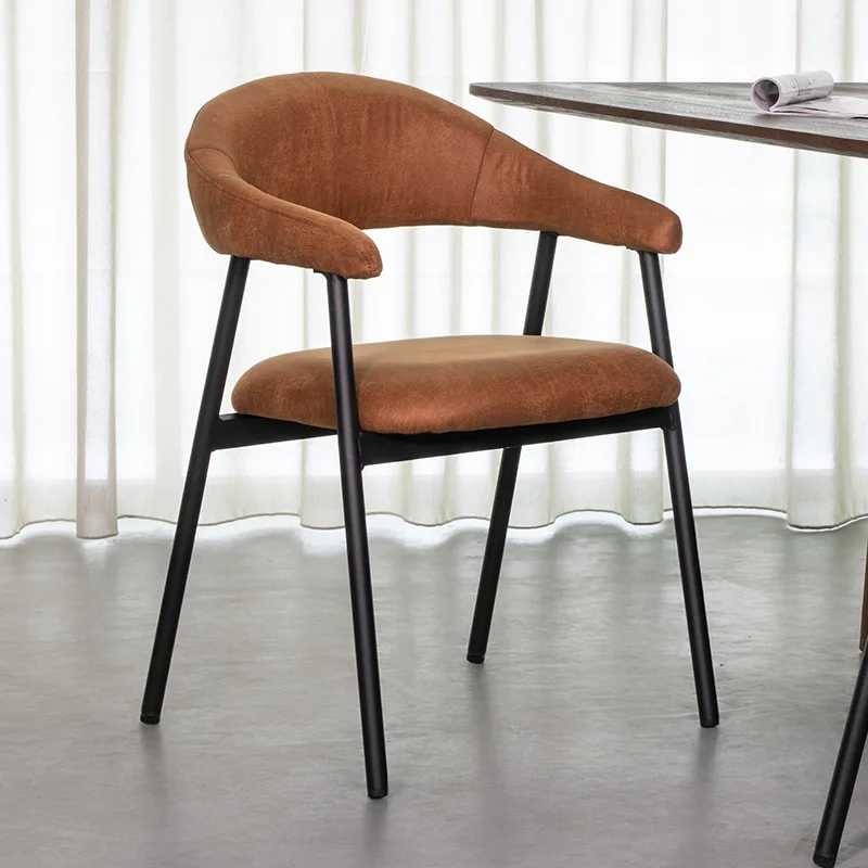 LABEL51 Esszimmerstuhl Amaze zwart metaal in Microsuede Cognac