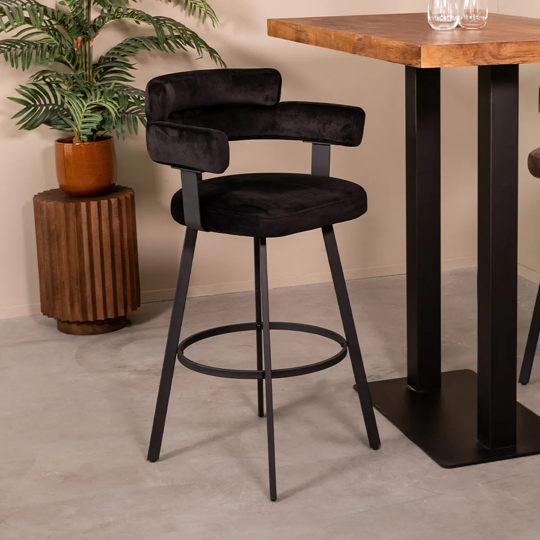LABEL51 Barkruk Bardio hoog in Velvet Black