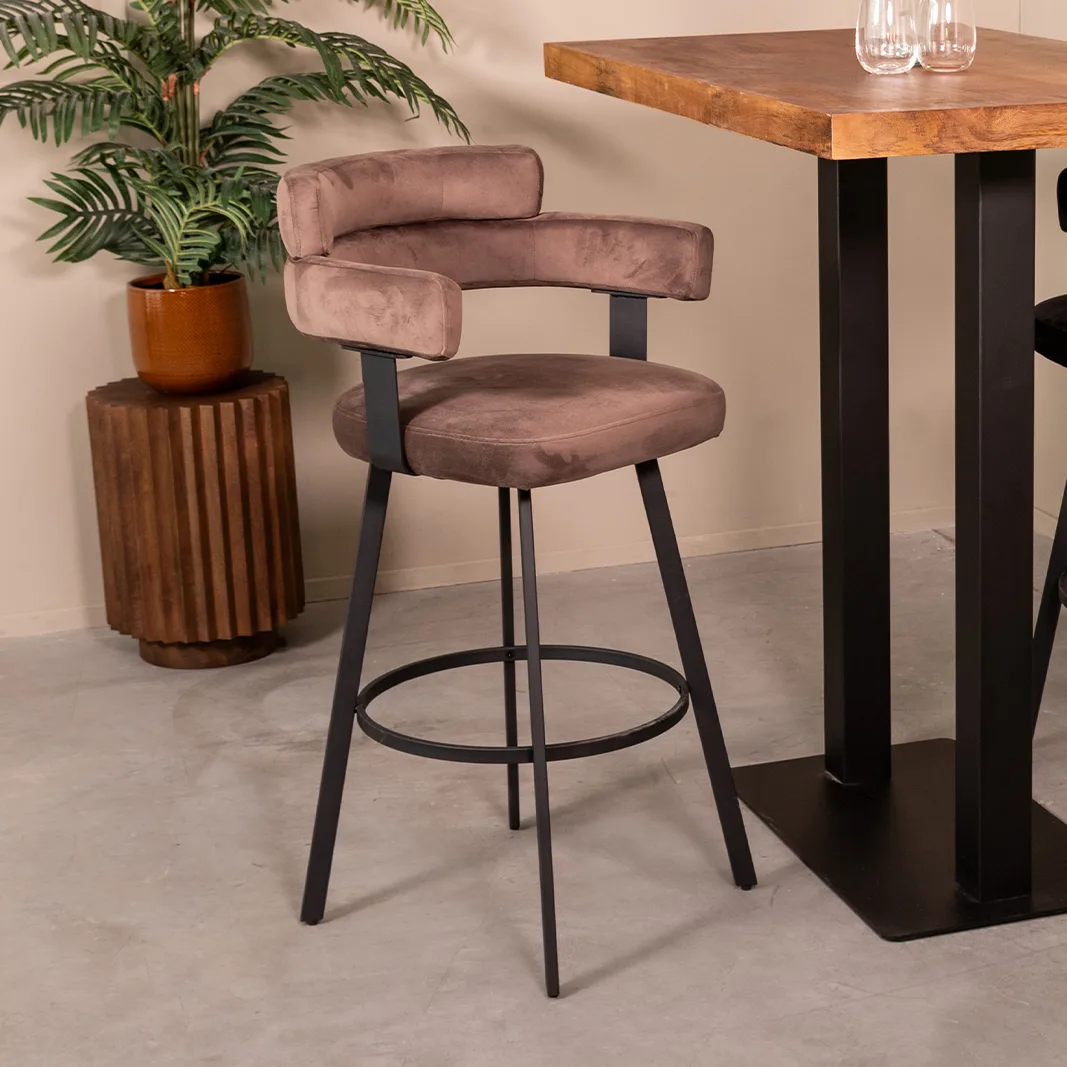 LABEL51 Barkruk Bardio hoog in Velvet Taupe