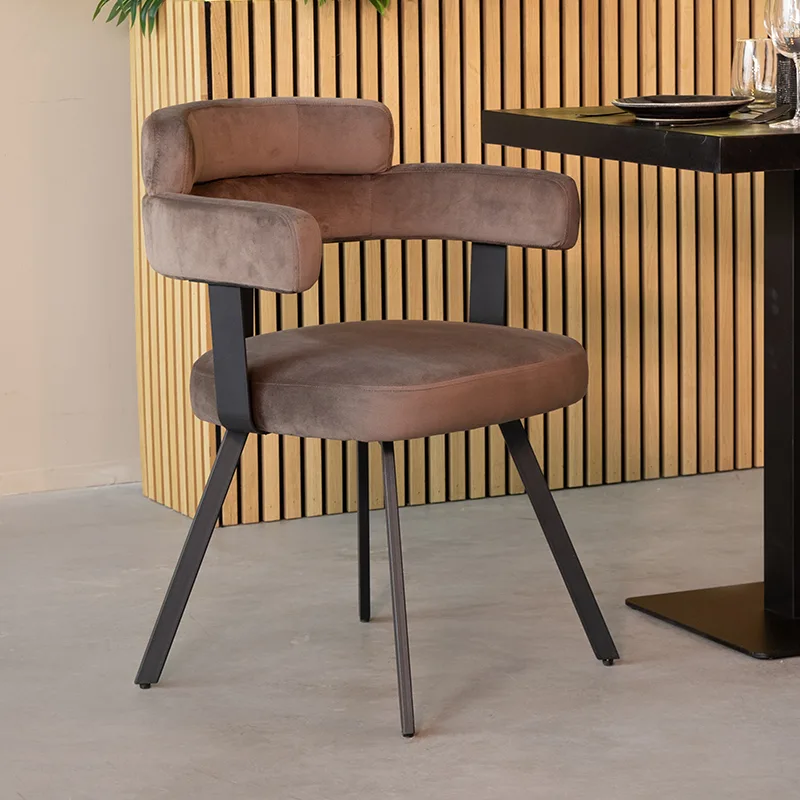 LABEL51 Esszimmerstuhl Bardio zwart metaal in Velvet Taupe