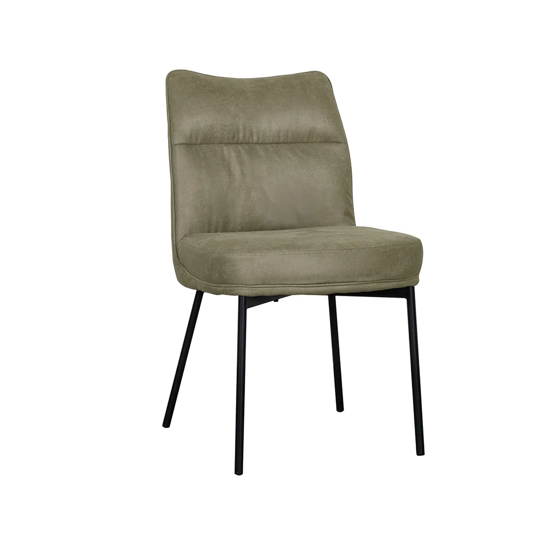 LABEL51 Esszimmerstuhl Lennon zwart metaal in Microsuede Moss