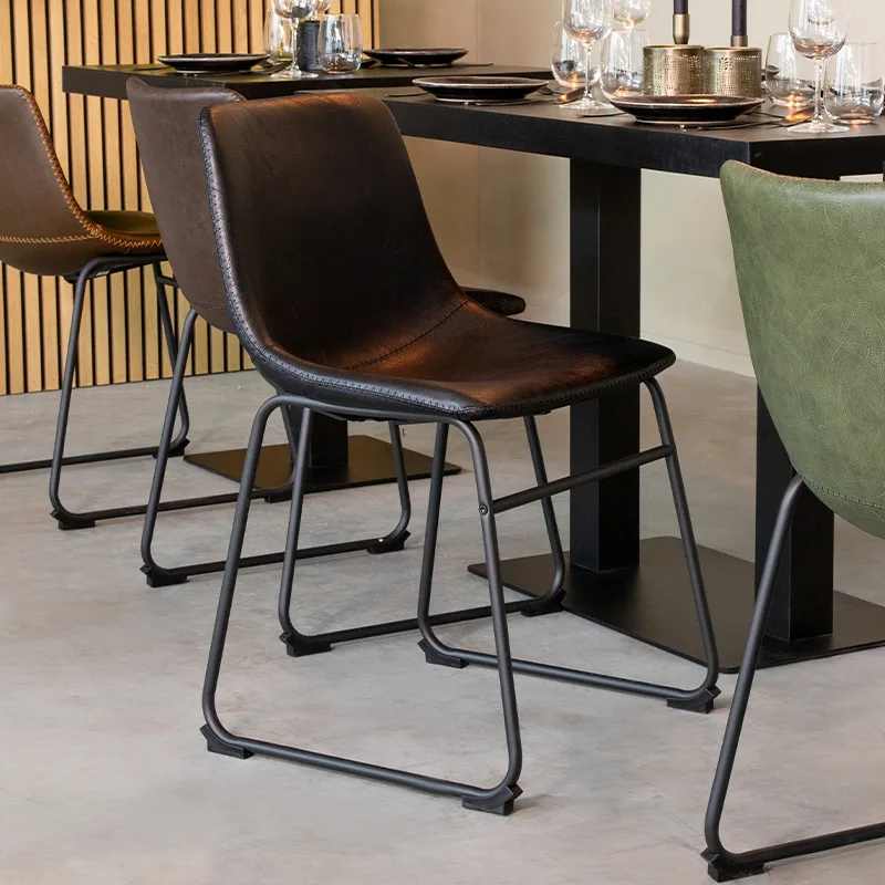 LABEL51 Esszimmerstuhl Risto zwart metaal in PU Black A