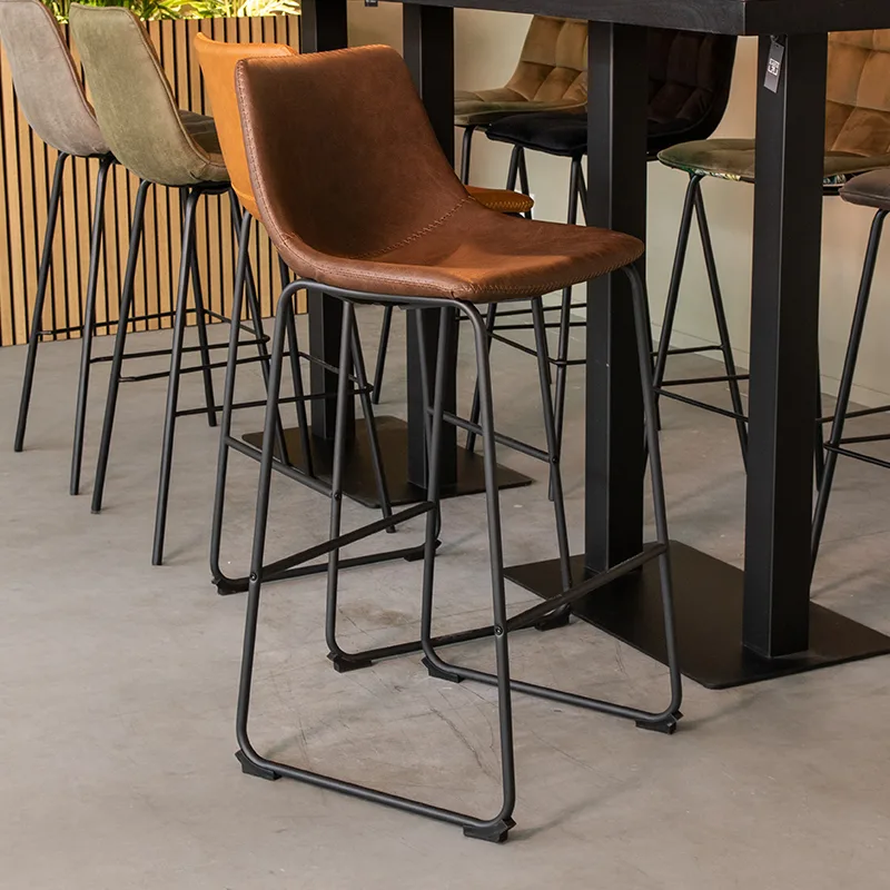 LABEL51 Barkruk Risto hoog in PU Brown A