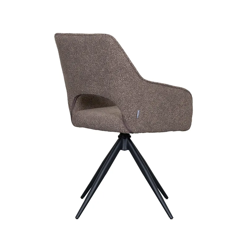LABEL51 Eetkamerstoel Finley zwart metalen frame in Touch Brown, detail 4