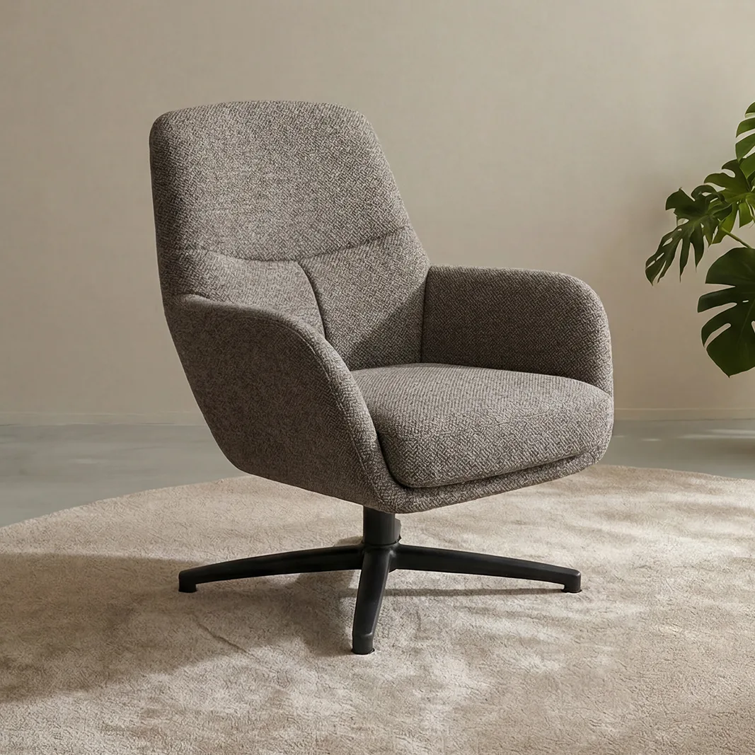 LABEL51 Sessel Chill Zone in Royal Boucle Mushroom - Royal Bouclé Mushroom, Gestell Schwarz