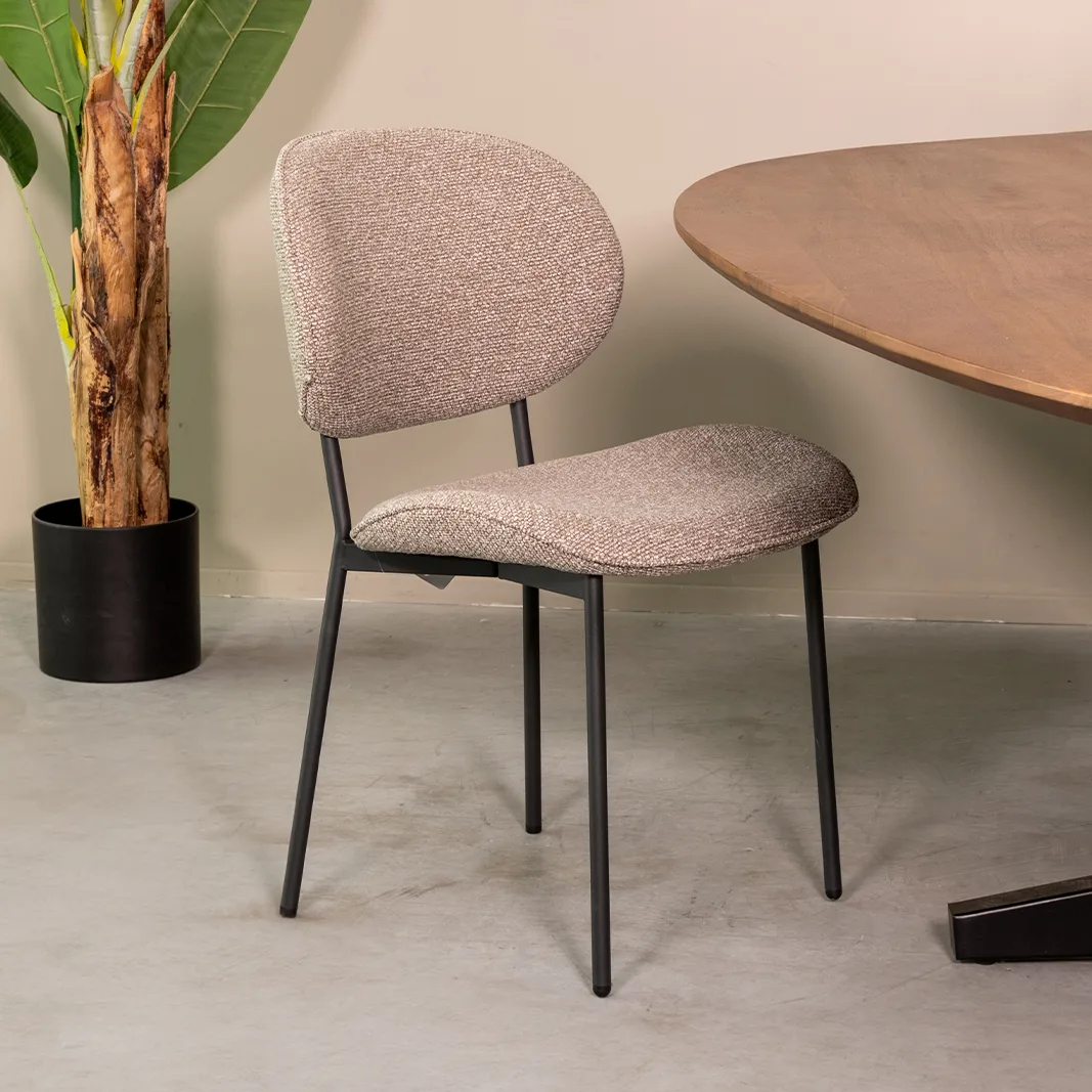 LABEL51 Esszimmerstuhl Senn zwart metaal in Royal Boucle Mushroom