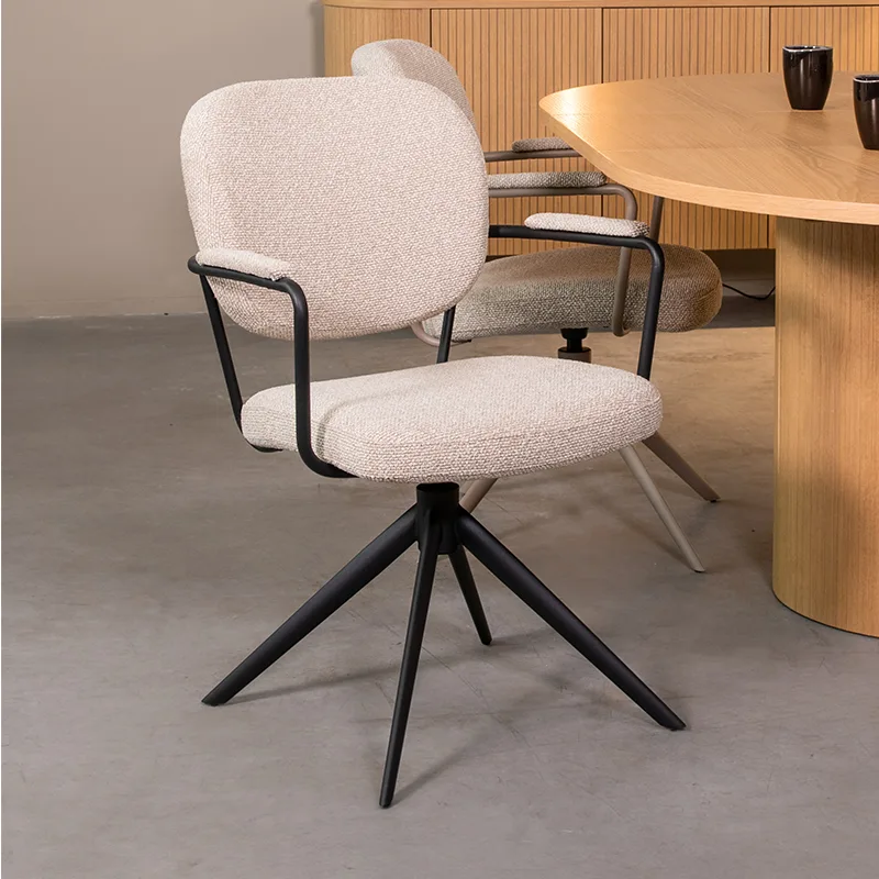 LABEL51 Esszimmerstuhl Basel zwart metaal in Royal Boucle Natural