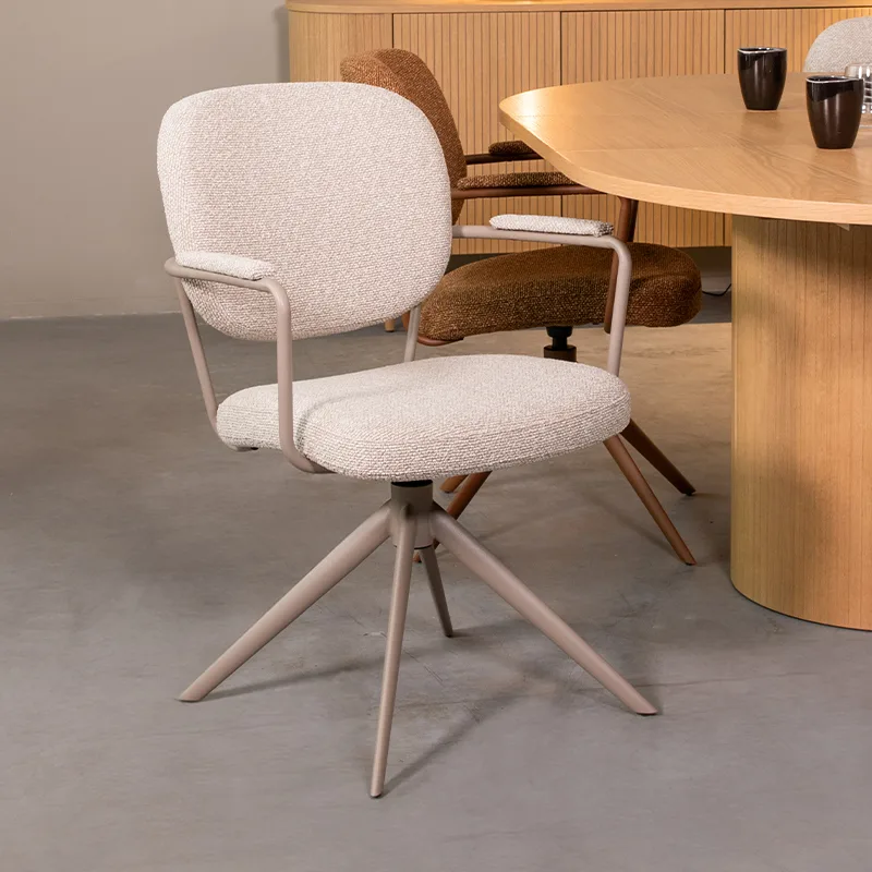 LABEL51 dining chair Basel taupe metal (Royal Boucle, Natural)