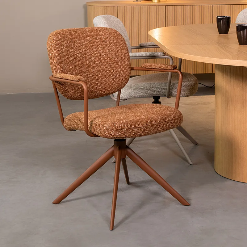 LABEL51 dining chair Basel rust metal (Royal Boucle, Coral)