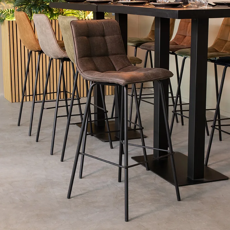 LABEL51 Barkruk Bistro hoog in Microsuede Anthracite