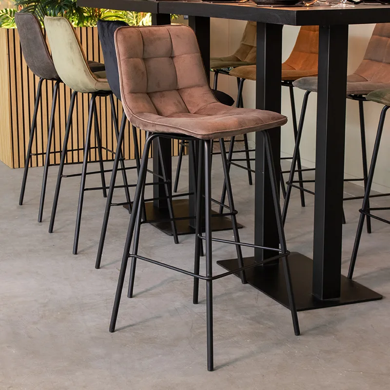 LABEL51 Barkruk Bistro hoog in Velvet Taupe