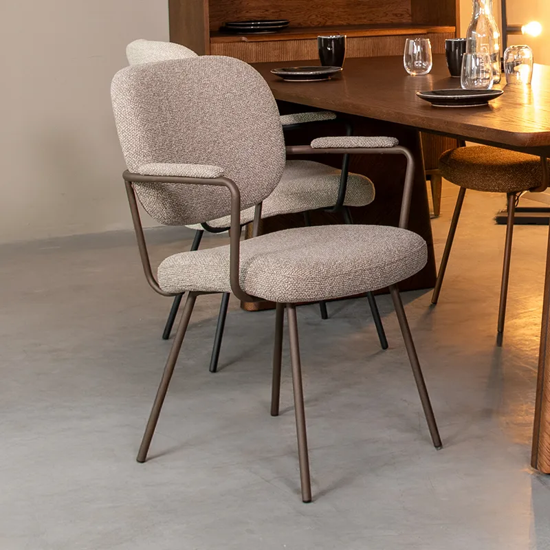 LABEL51 dining chair Lausanne bronze metal (Royal Boucle, Mushroom)
