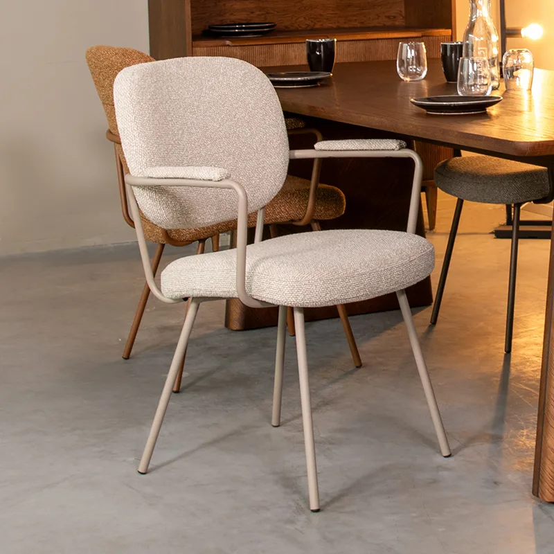 Eetkamerstoel Lausanne taupe metaal - LABEL51