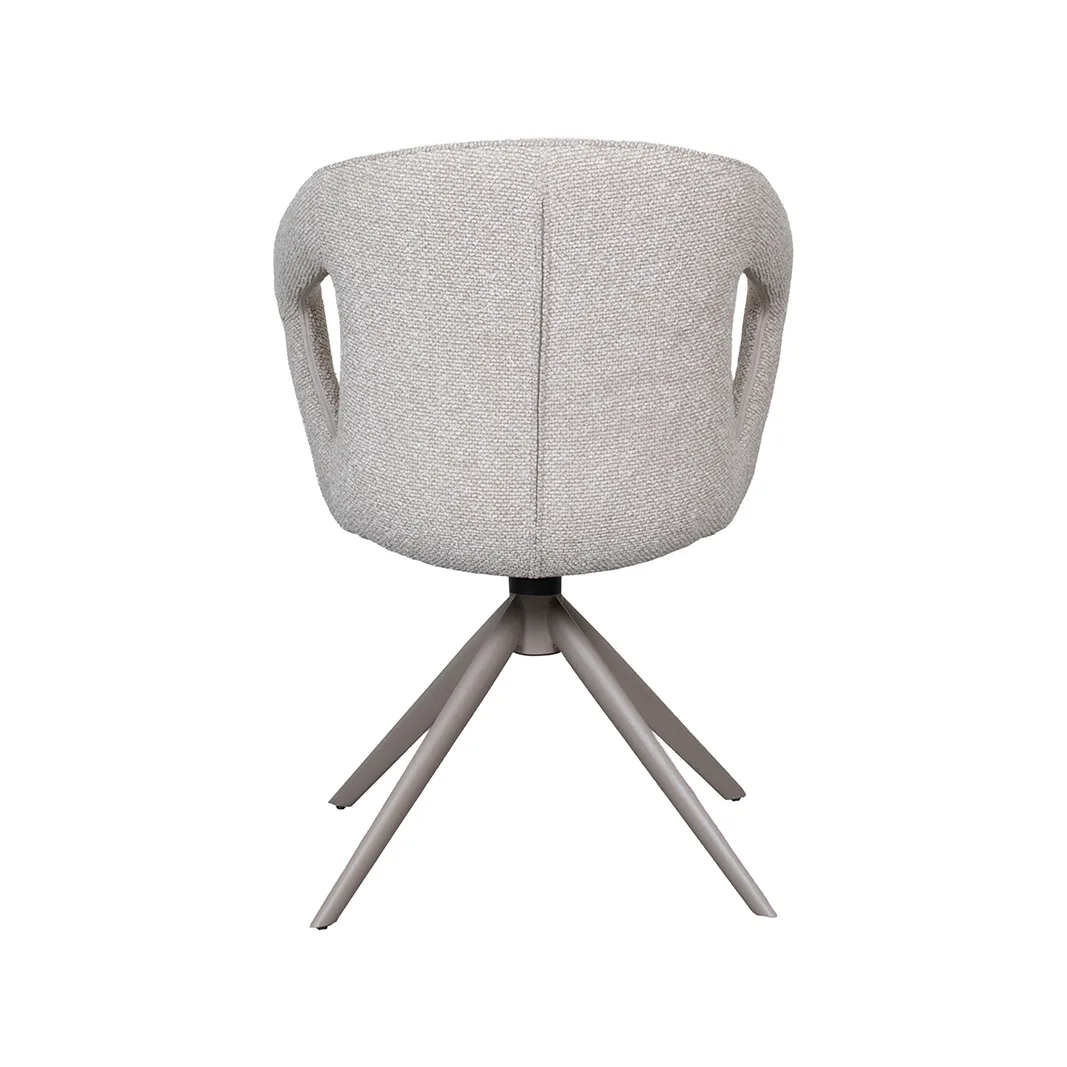LABEL51 Eetkamerstoel Zurich taupe metaal in Royal Boucle Natural, detail 5