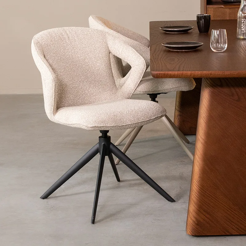LABEL51 Esszimmerstuhl Zurich zwart metaal in Royal Boucle Natural