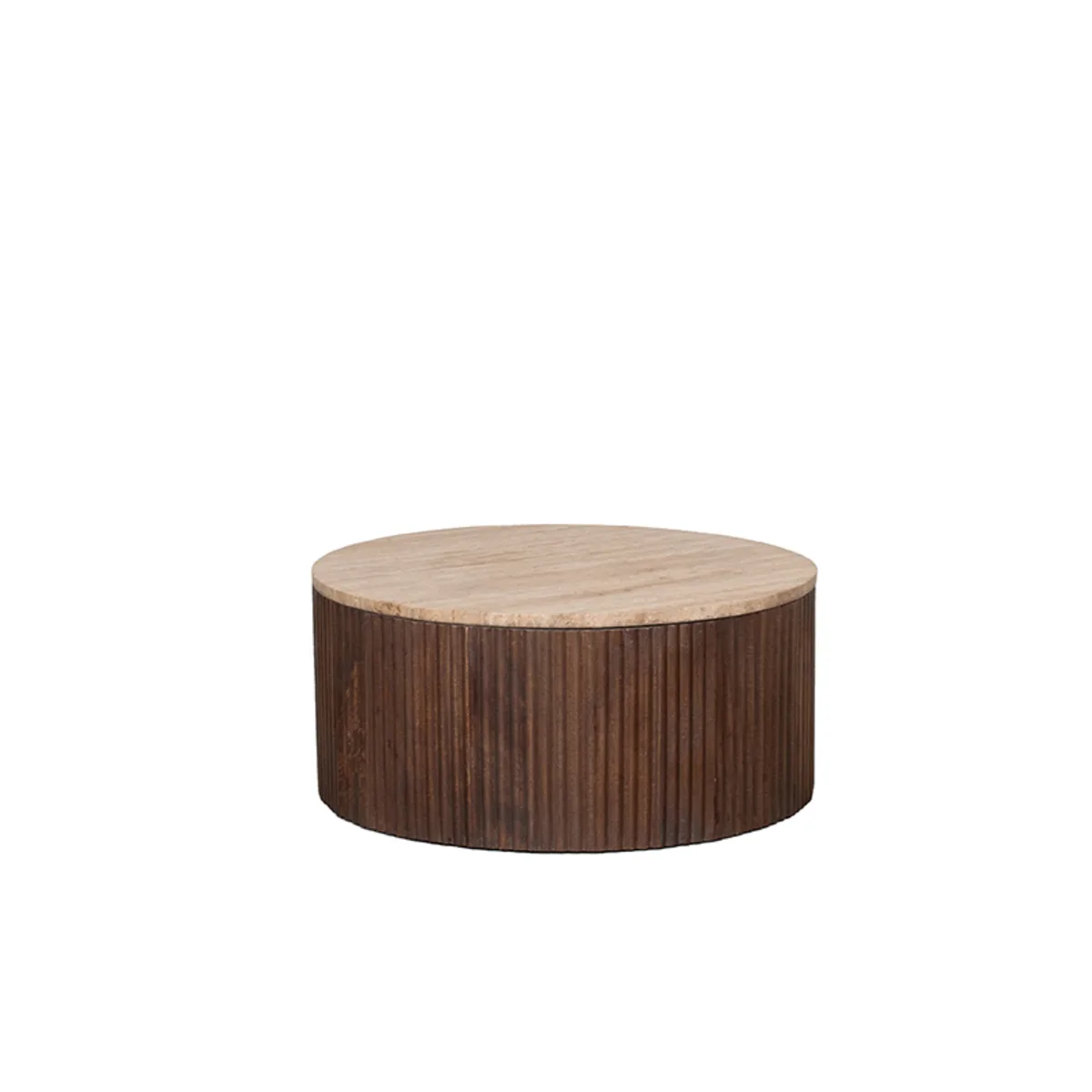 LABEL51 Couchtisch Ribble 50 cm, rond in Espresso travertin, Detail 1