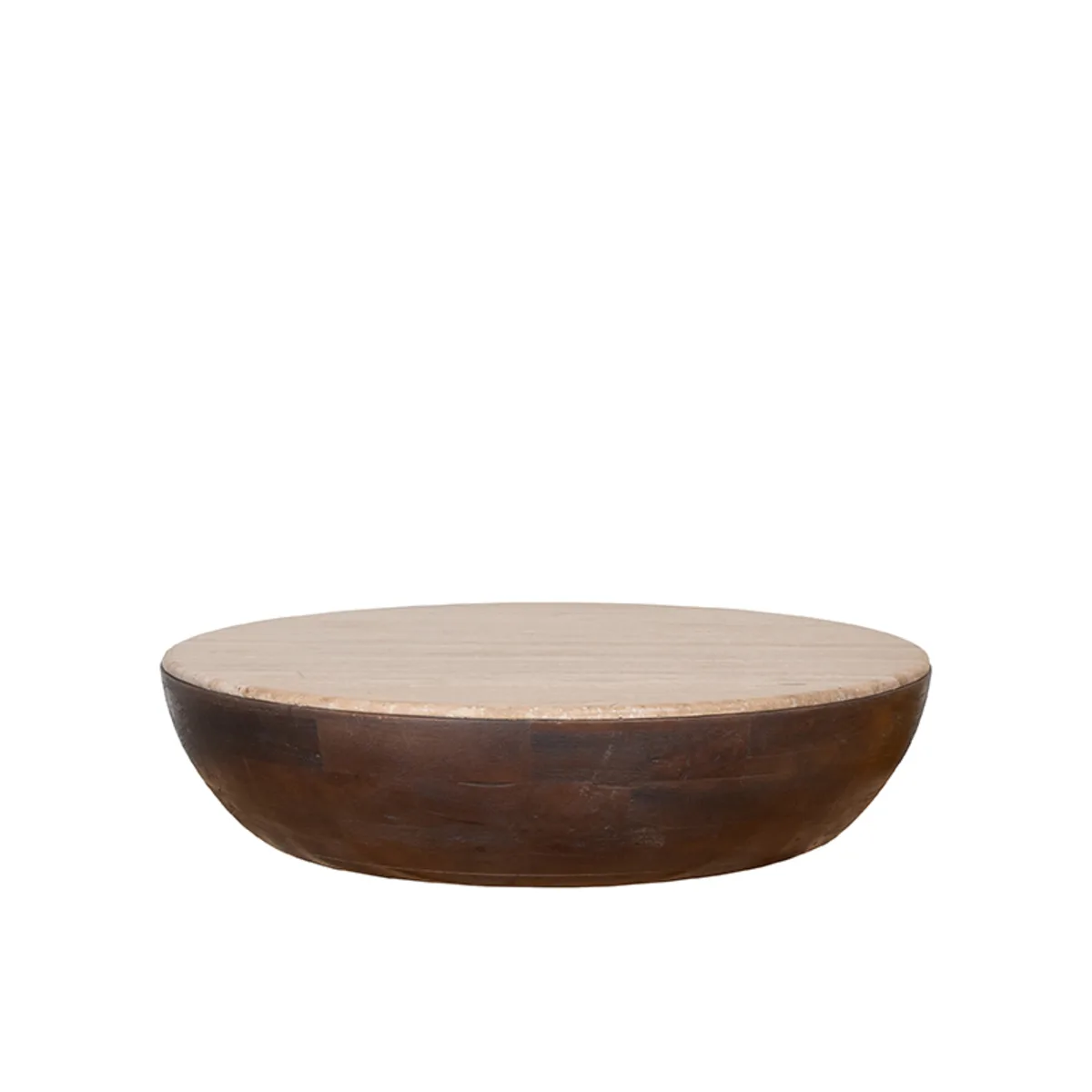 LABEL51 Couchtisch Bowl 90 cm, rond in Espresso travertin, Detail 1