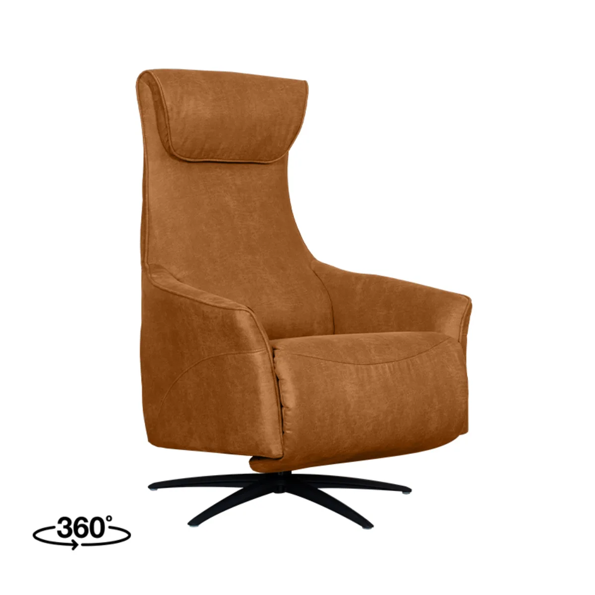 LABEL51 Sessel Lund 2-motorig, met massagefunctie in Microsuede Cognac