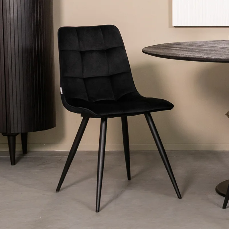 LABEL51 Esszimmerstuhl Bistro zwart metaal in Velvet Black
