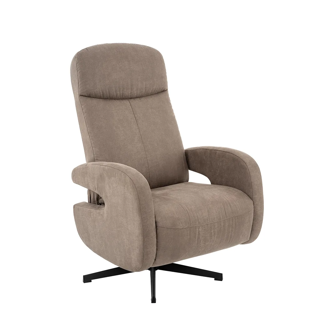 LABEL51 Sessel Esbjerg manueel verstelbaar in Microsuede Taupe
