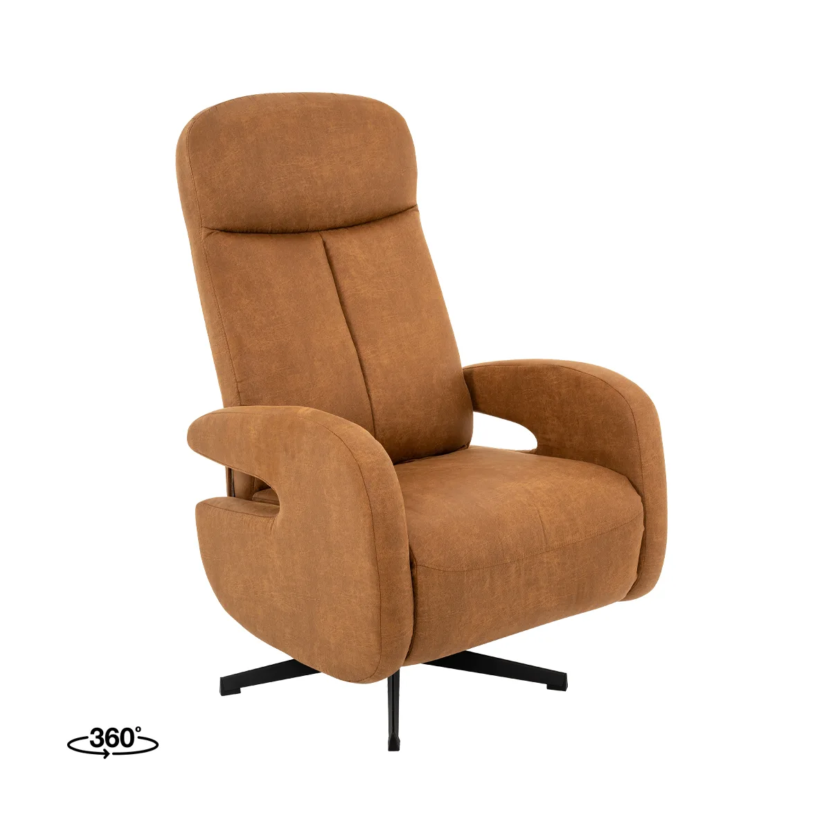 LABEL51 Sessel Esbjerg manueel verstelbaar in Microsuede Cognac
