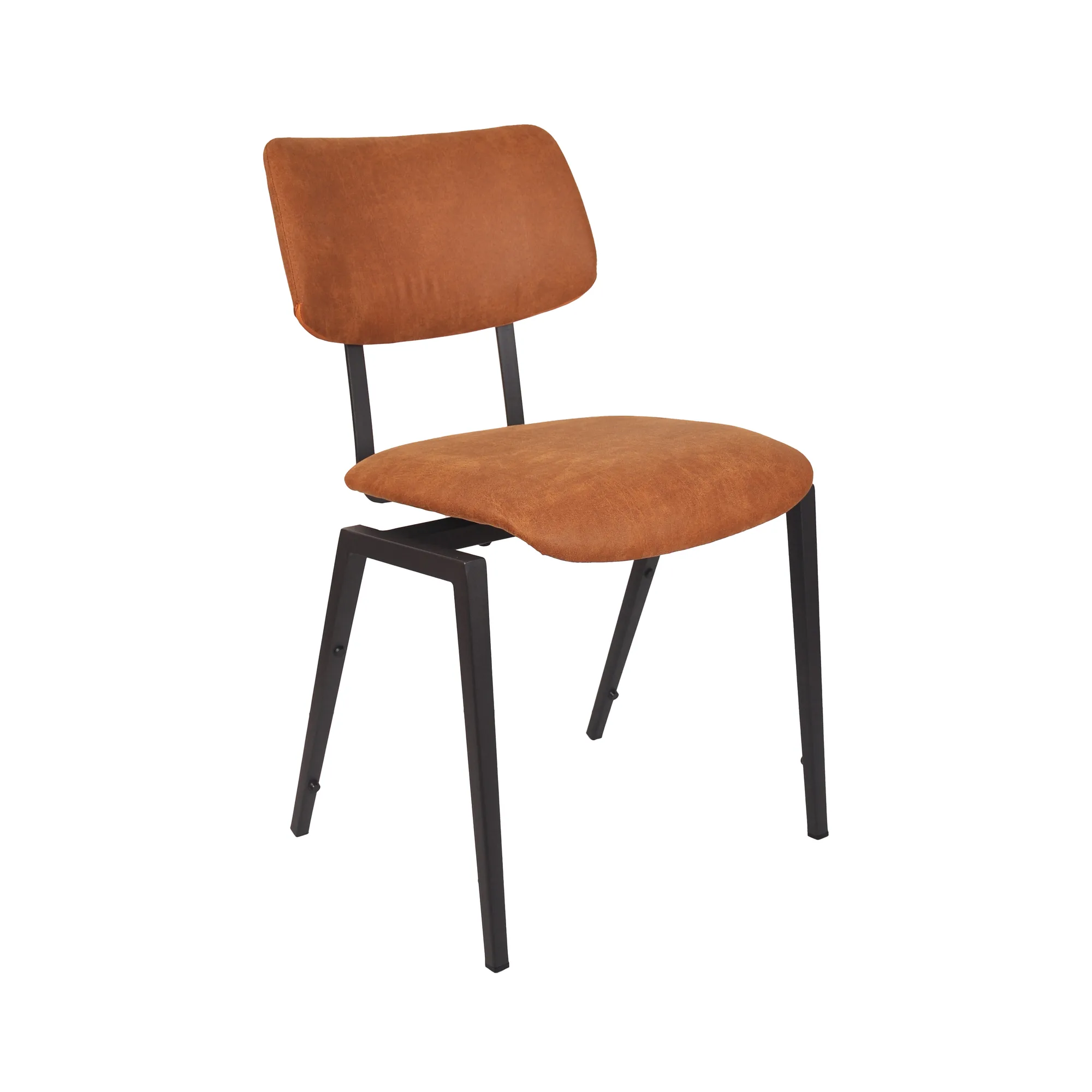 LABEL51 Esszimmerstuhl Stapelbaar zwart metalen frame in Microsuede Cognac