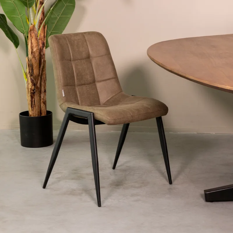 LABEL51 Esszimmerstuhl Noor zwart metaal in Microsuede Moss