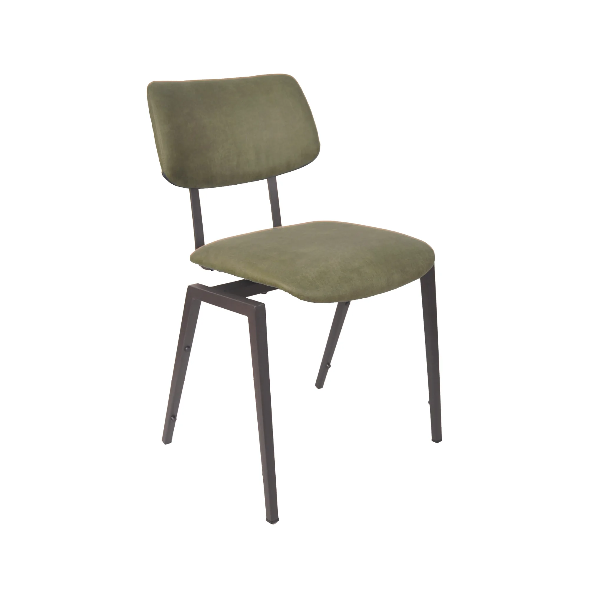 LABEL51 Esszimmerstuhl Stapelbaar zwart metalen frame in Microsuede Moss