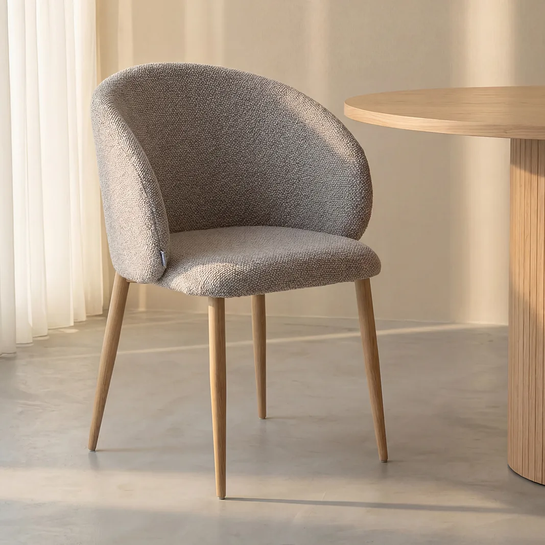 LABEL51 Esszimmerstuhl Yuki naturel metaal in Royal Boucle Natural