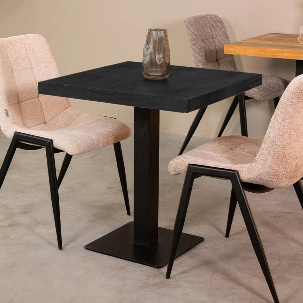 LABEL51 Eetkamertafel Tafelblad Vierkant in Zwart 70x70x5 cm
