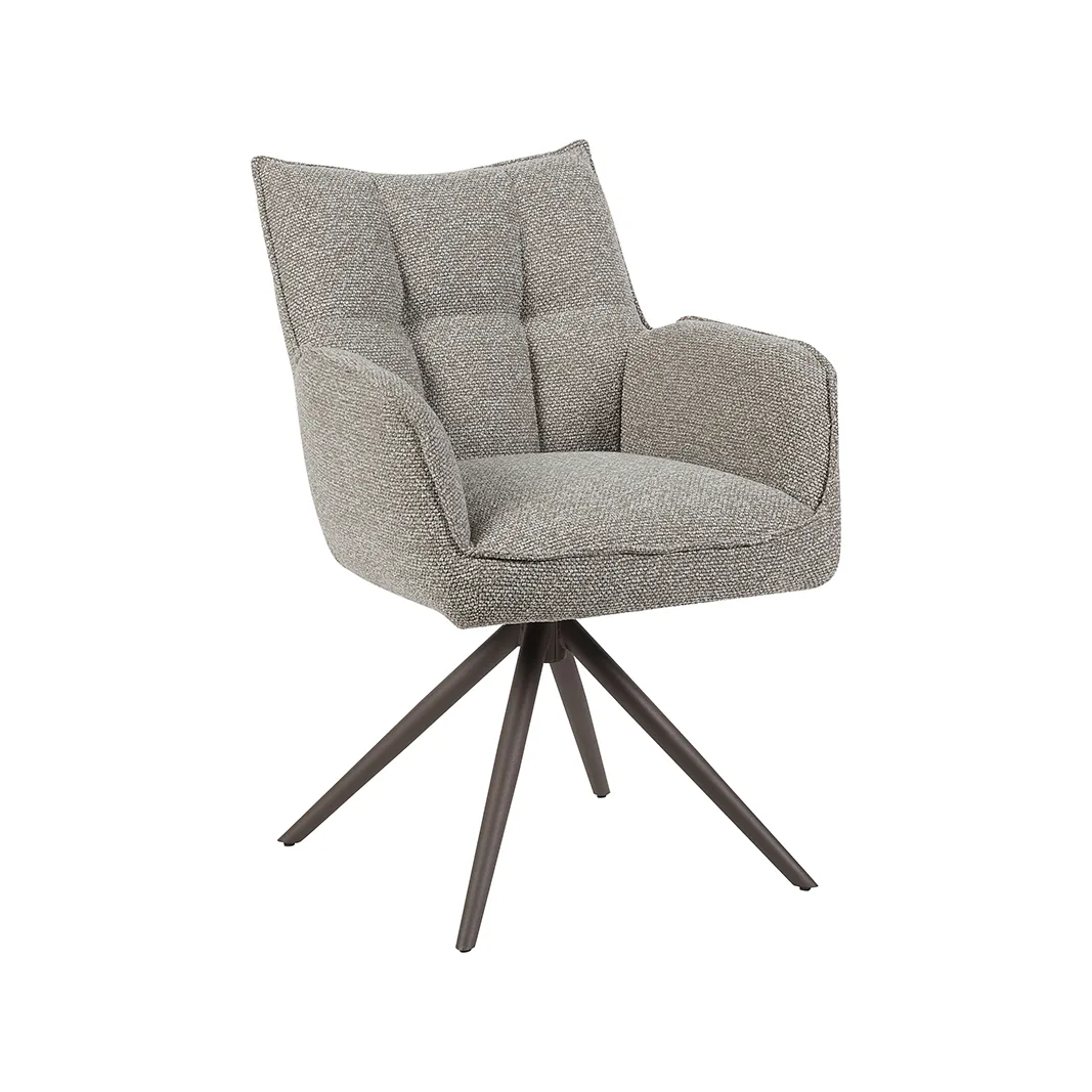 LABEL51 Eetkamerstoel Amalfi brons metalen frame in Royal Boucle Mushroom, detail 1