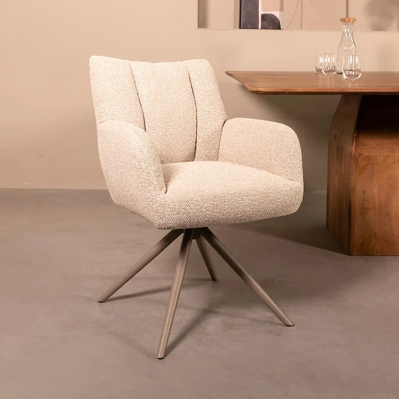 LABEL51 Esszimmerstuhl Padua taupe metaal in Royal Boucle Natural
