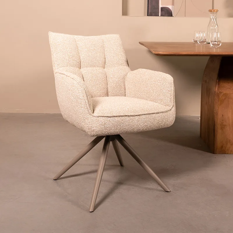 LABEL51 Esszimmerstuhl Amalfi taupe metaal in Royal Boucle Natural