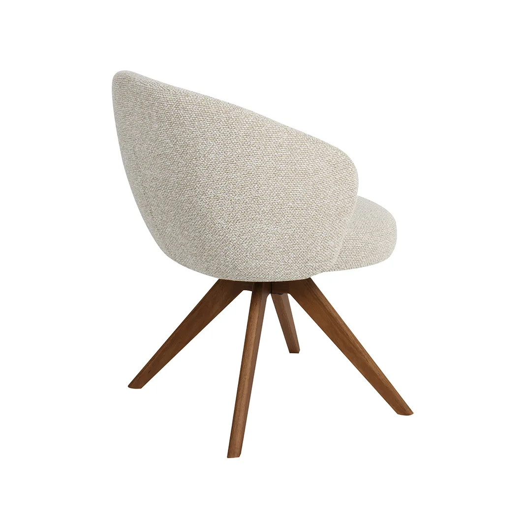 LABEL51 Eetkamerstoel Sabi walnoot hout in Royal Boucle Natural, detail 4