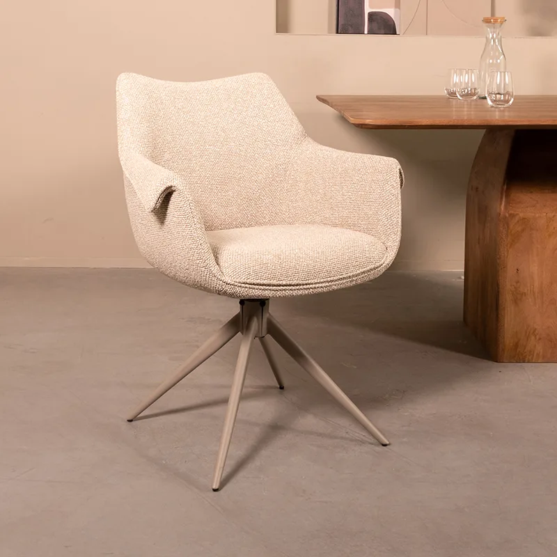 LABEL51 Esszimmerstuhl Narumi taupe metaal in Royal Boucle Natural