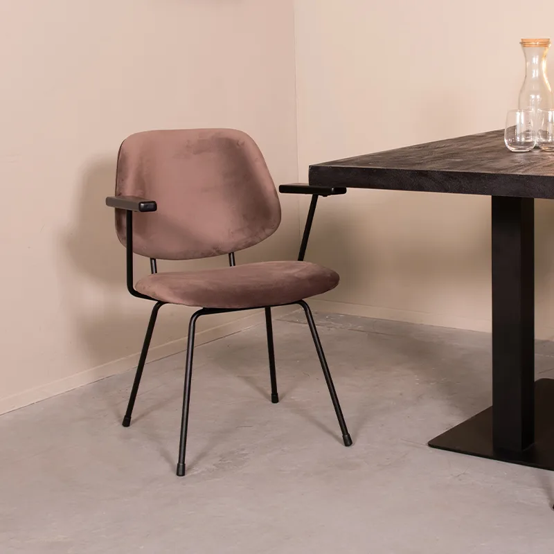 LABEL51 Esszimmerstuhl Gastron zwart metaal in Velvet Taupe