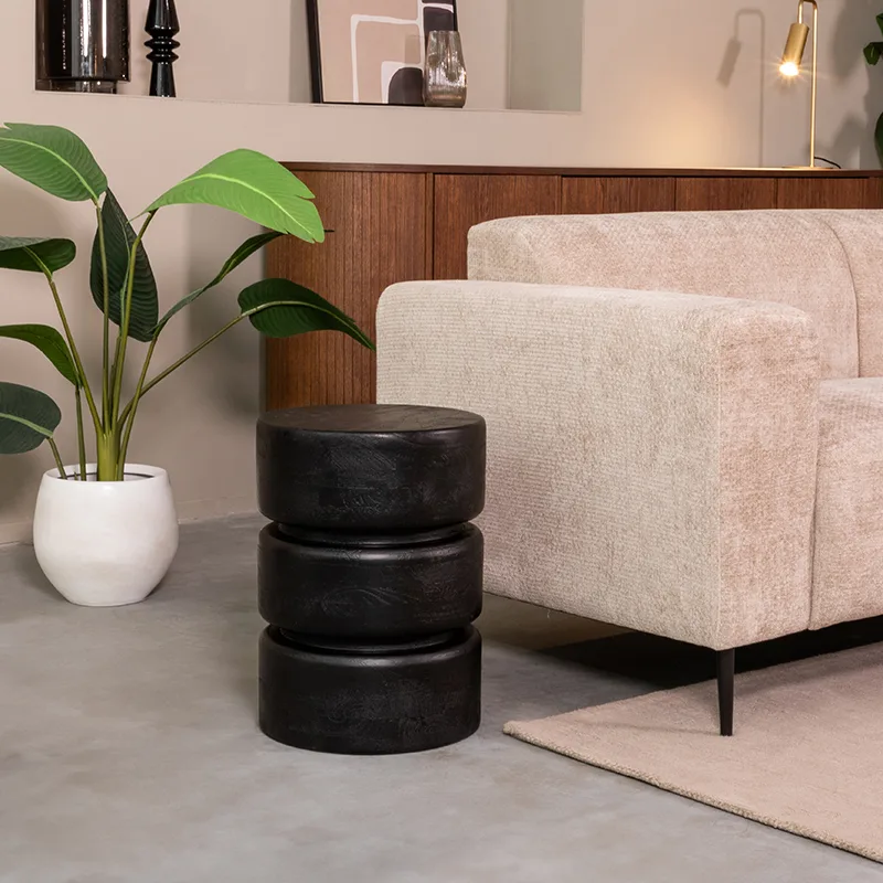 LABEL51 Beistelltisch Milly 35 cm, rond in Zwart mangohout