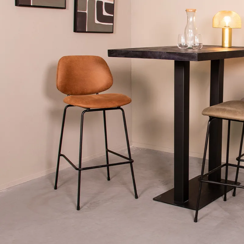 LABEL51 Barhocker Bello hoog in Microsuede Cognac