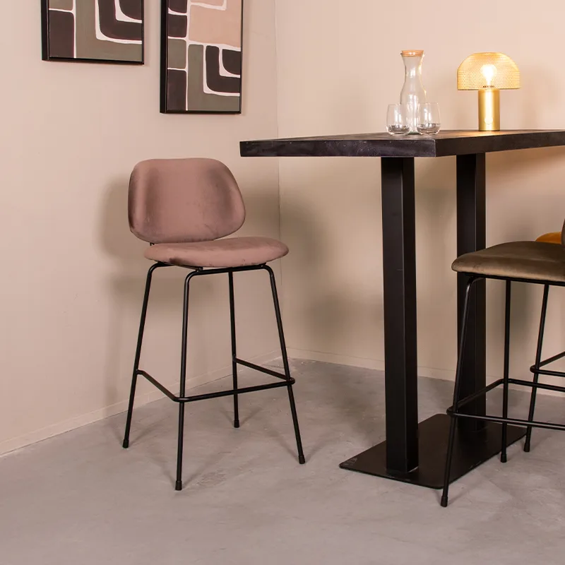 LABEL51 Barkruk Bello hoog in Velvet Taupe
