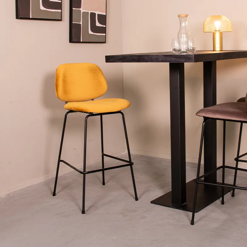 LABEL51 Barhocker Bello hoog in Fluweel Oker