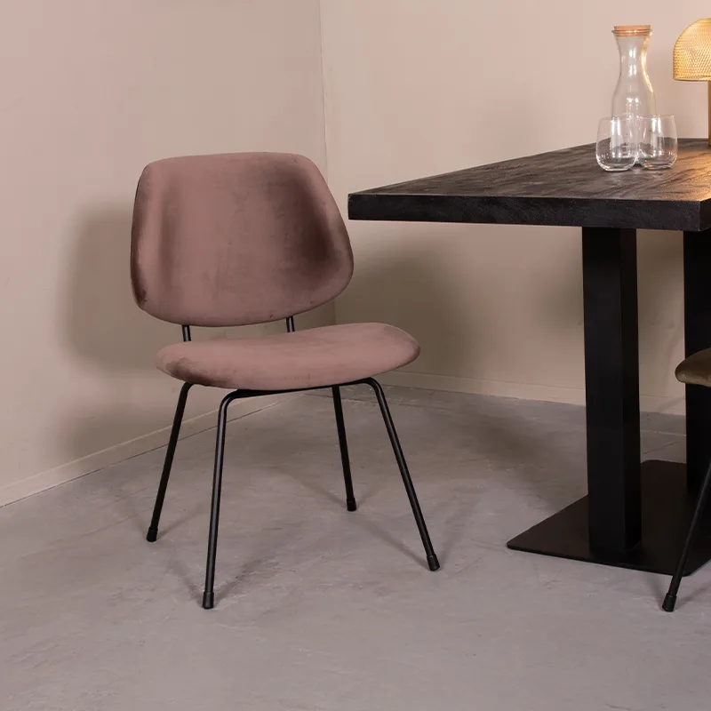 LABEL51 Esszimmerstuhl Bello zwart metaal in Velvet Taupe