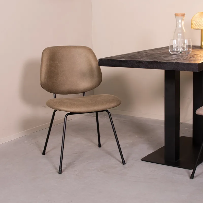 LABEL51 Esszimmerstuhl Bello zwart metaal in Microsuede Moss