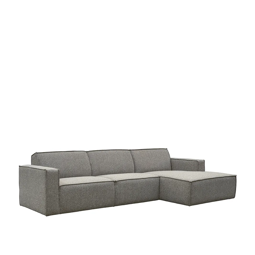 LABEL51 Hoekbank Kay loungebank rechts in Royal Boucle Mushroom, detail 2