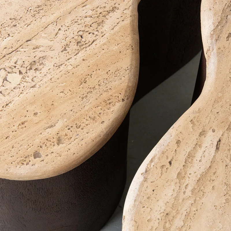 LABEL51 Beistelltisch Davi 40 cm in Espresso travertin, Detail 3