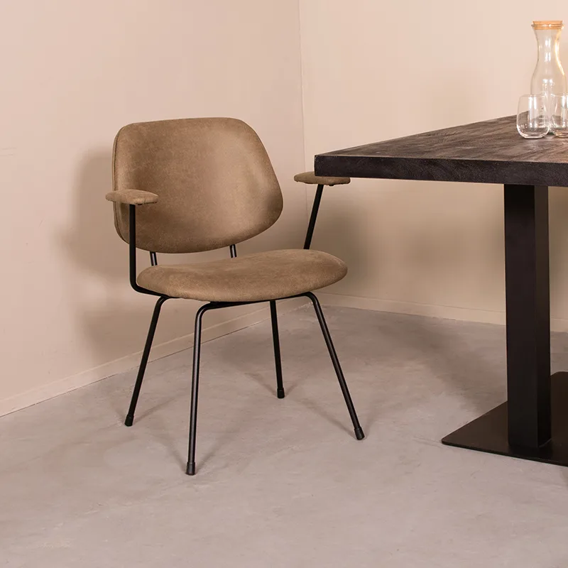 LABEL51 Esszimmerstuhl Rivano zwart metaal in Microsuede Moss