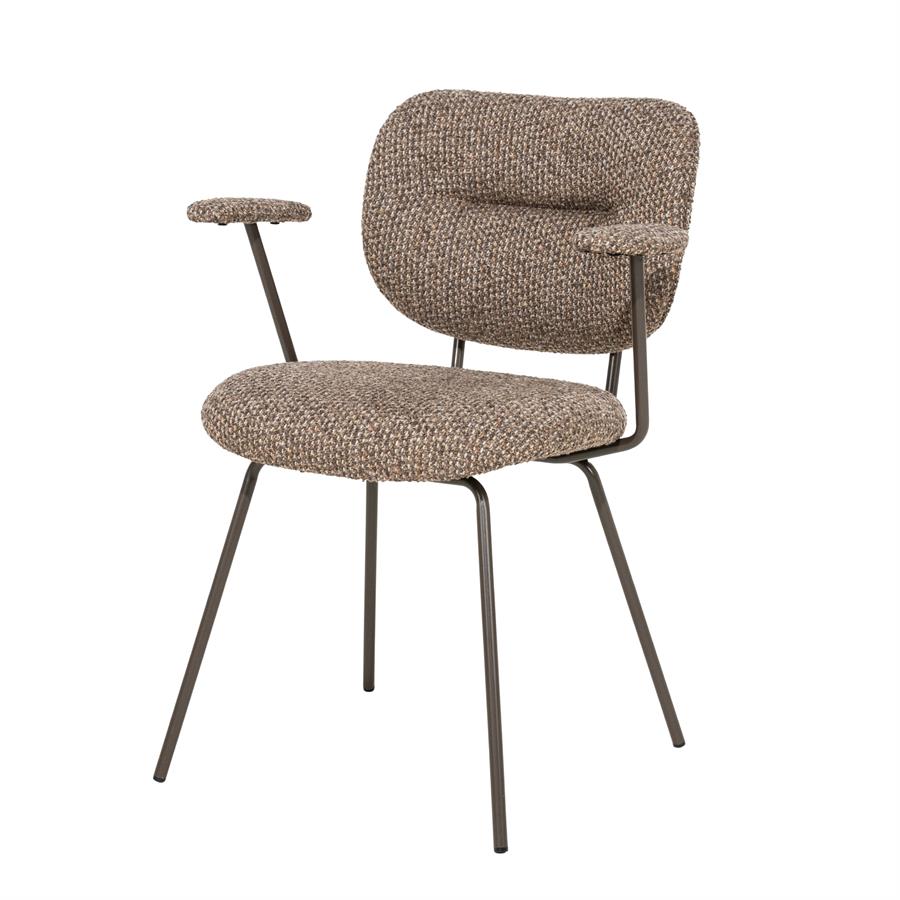 Dining chair Tibbe with armrests Sava (Stof & metaal, Taupe) - Eleonora